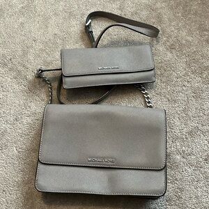 Gray crossbody and wallet
